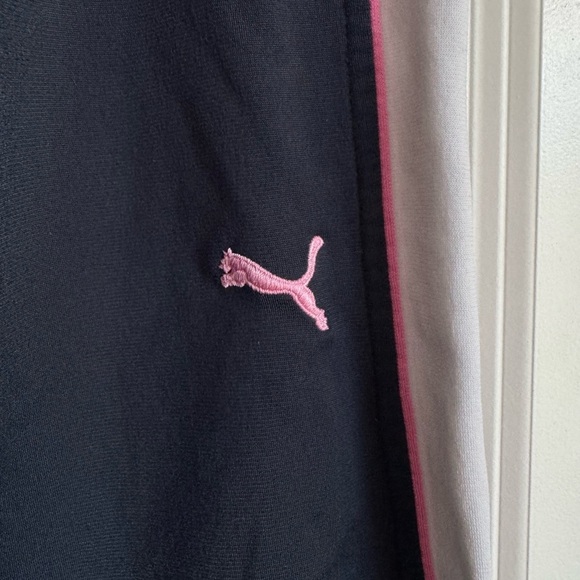 Puma Track Pants Flare Leg Athletic Stripe Retro Y2K Activewear Navy Pink Medium - Picture 6 of 8